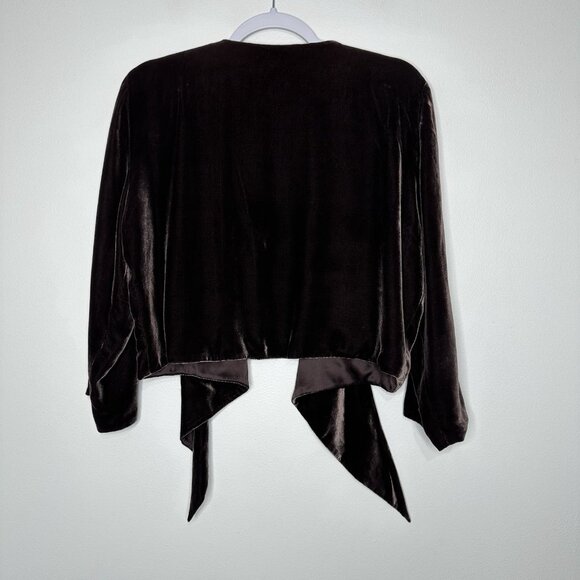 Chocolate Brown Cardigan Velvet Topper Size XL Satin Reversible - Picture 2 of 11